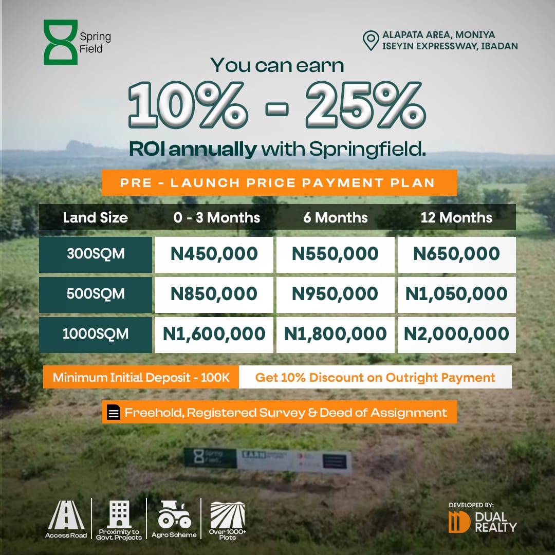 ROI Chart: Example Returns (₦1M Land → ₦250K Yearly Income) Image 3